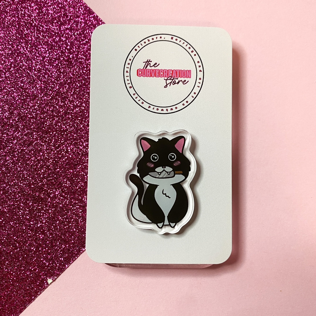 Chibi Stabby Cat Acrylic Pin | Multiple colourways