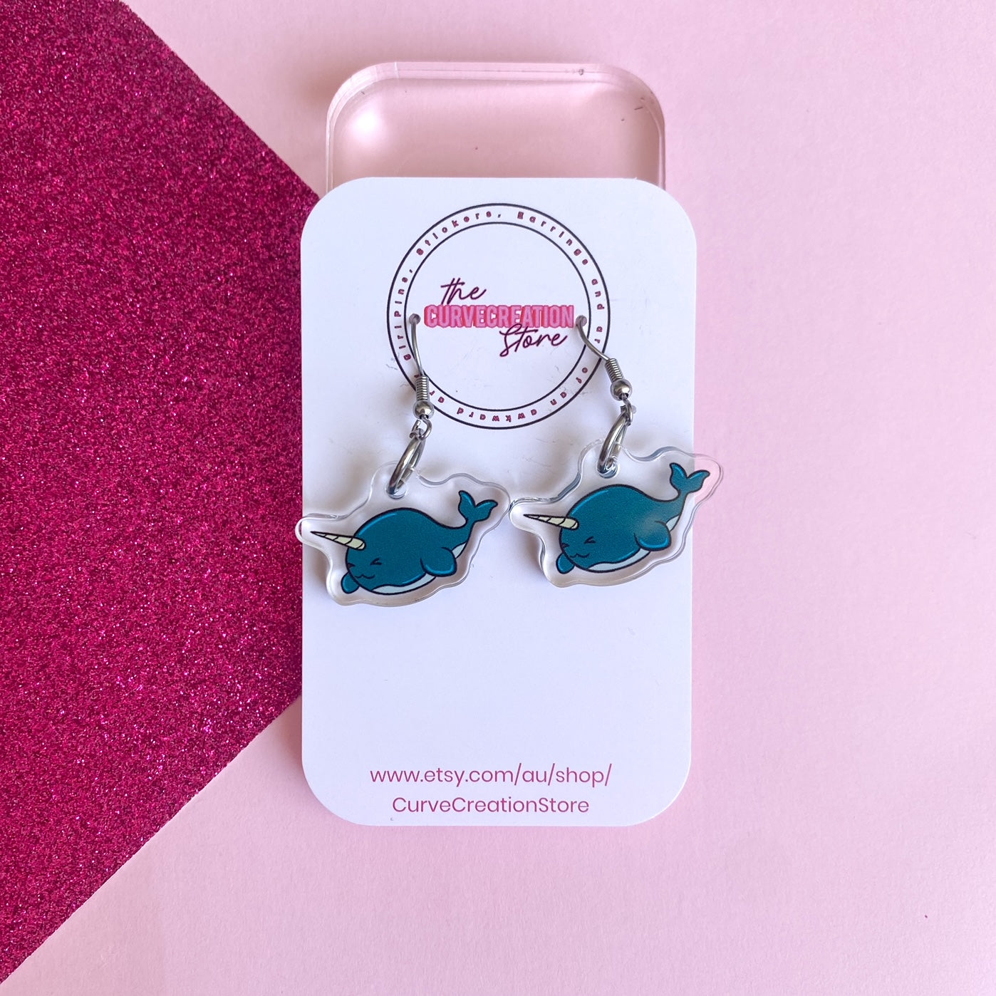 Narwhal Acrylic Charm Earrings