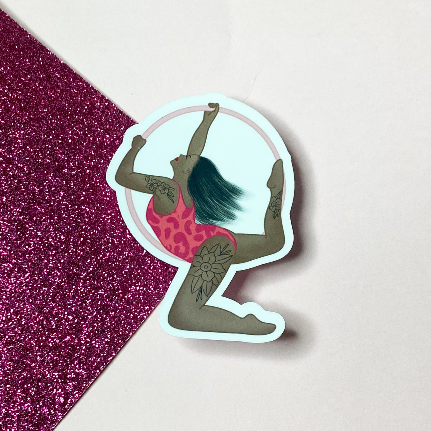 Lyra/Aerial Hoop Crescent Moon Tattooed Dancer Sticker | Bullet Journal, Scrapbook Sticker, Planner Stickers