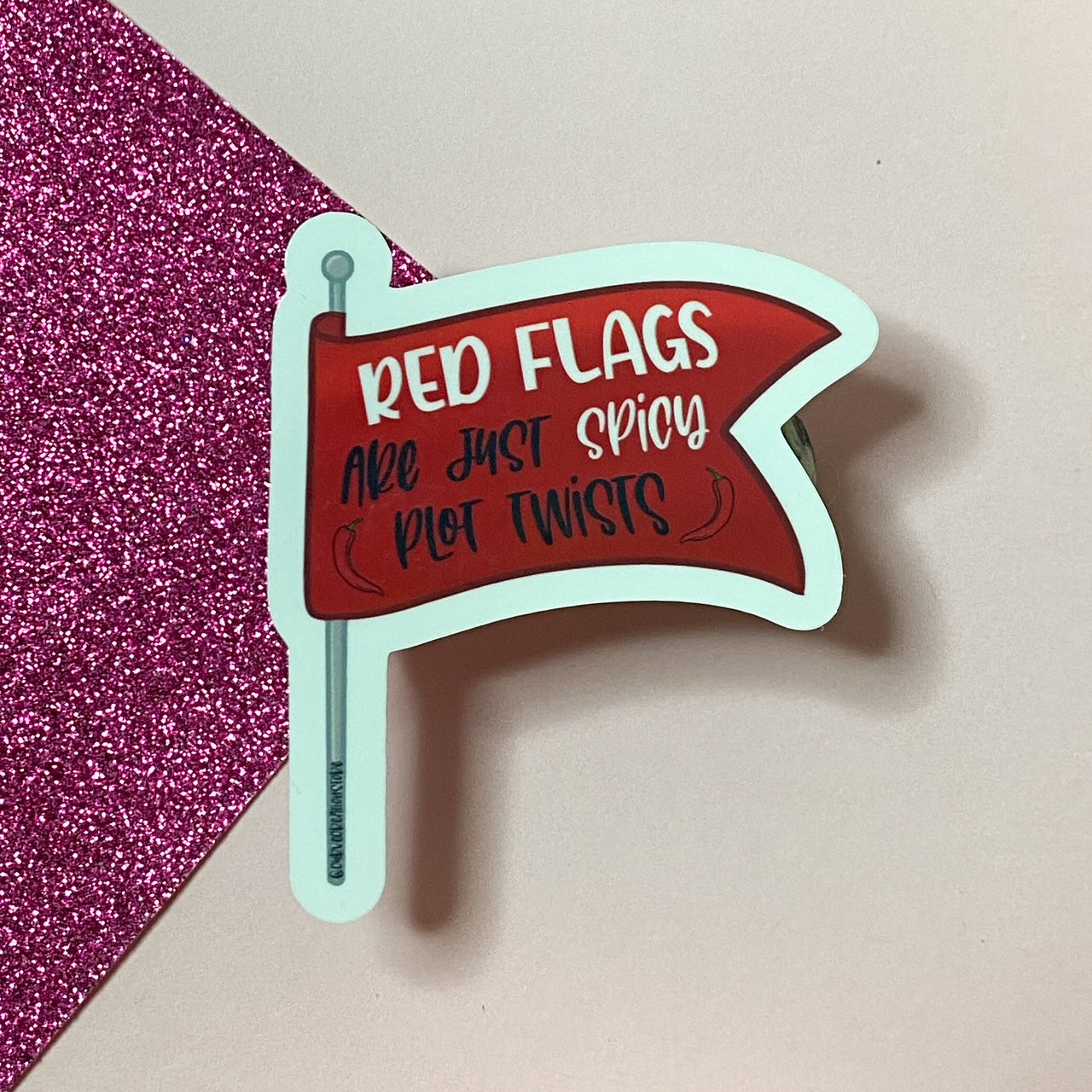 Red Flags are just Spicy Plot Twists Sticker | Bullet Journal, Scrapbook Sticker, Planner Stickers