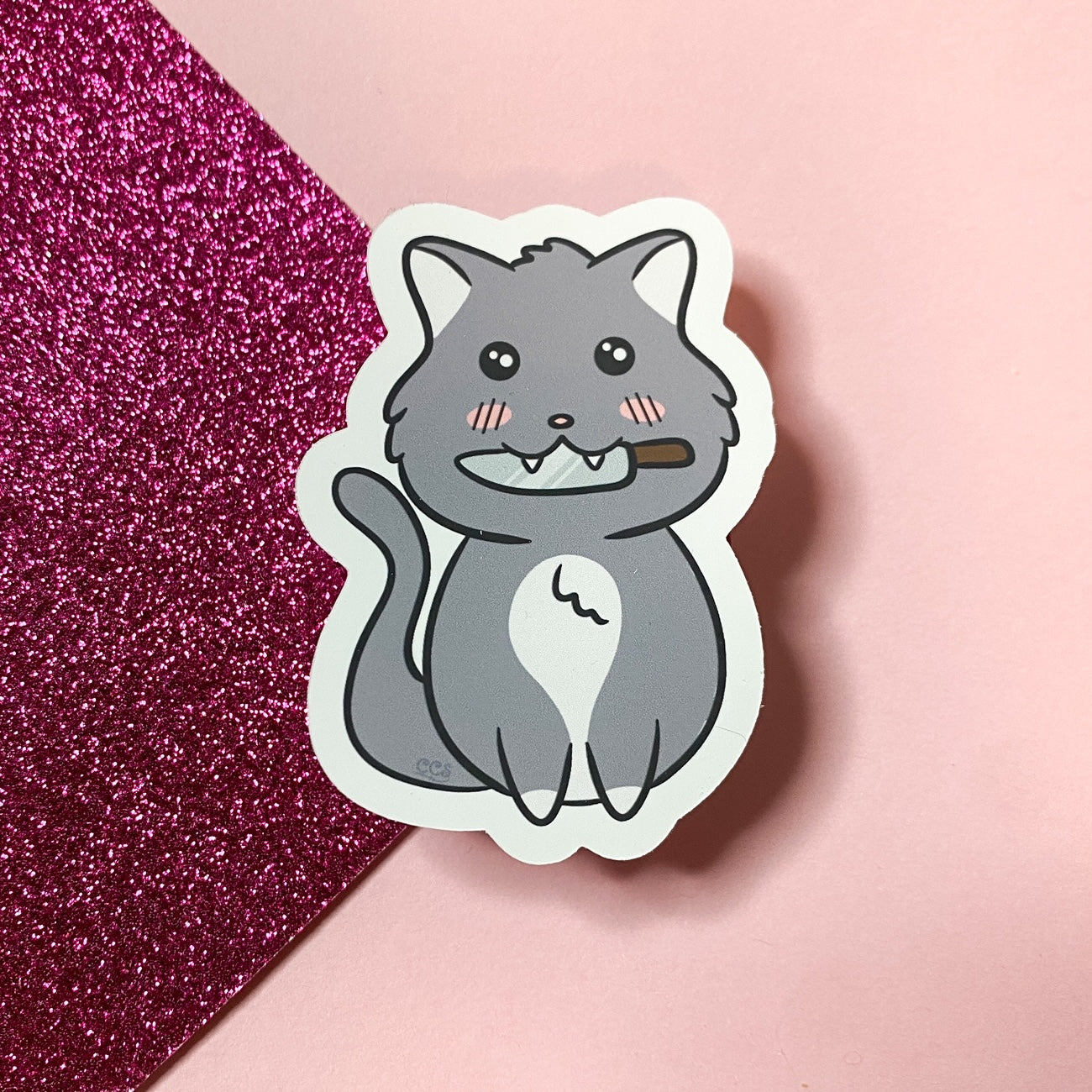 Chibi Stabby Cat Sticker | Multiple colourways