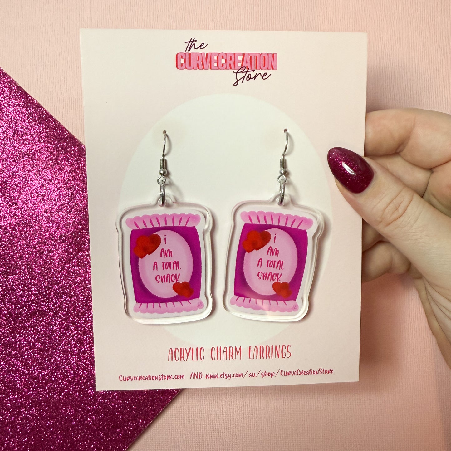 I Am A Total Snack V2 Acrylic Body Positive Earrings