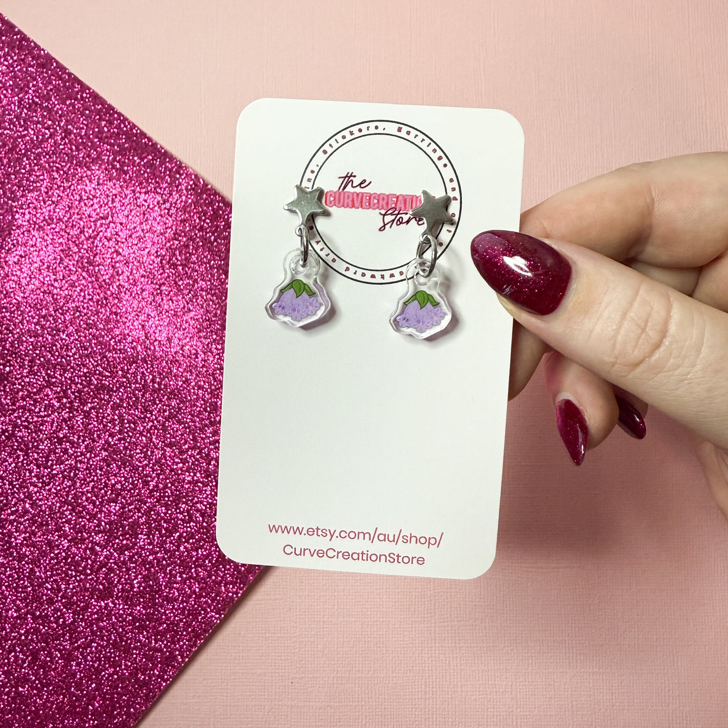 Purple Jacaranda flower mini Dangles