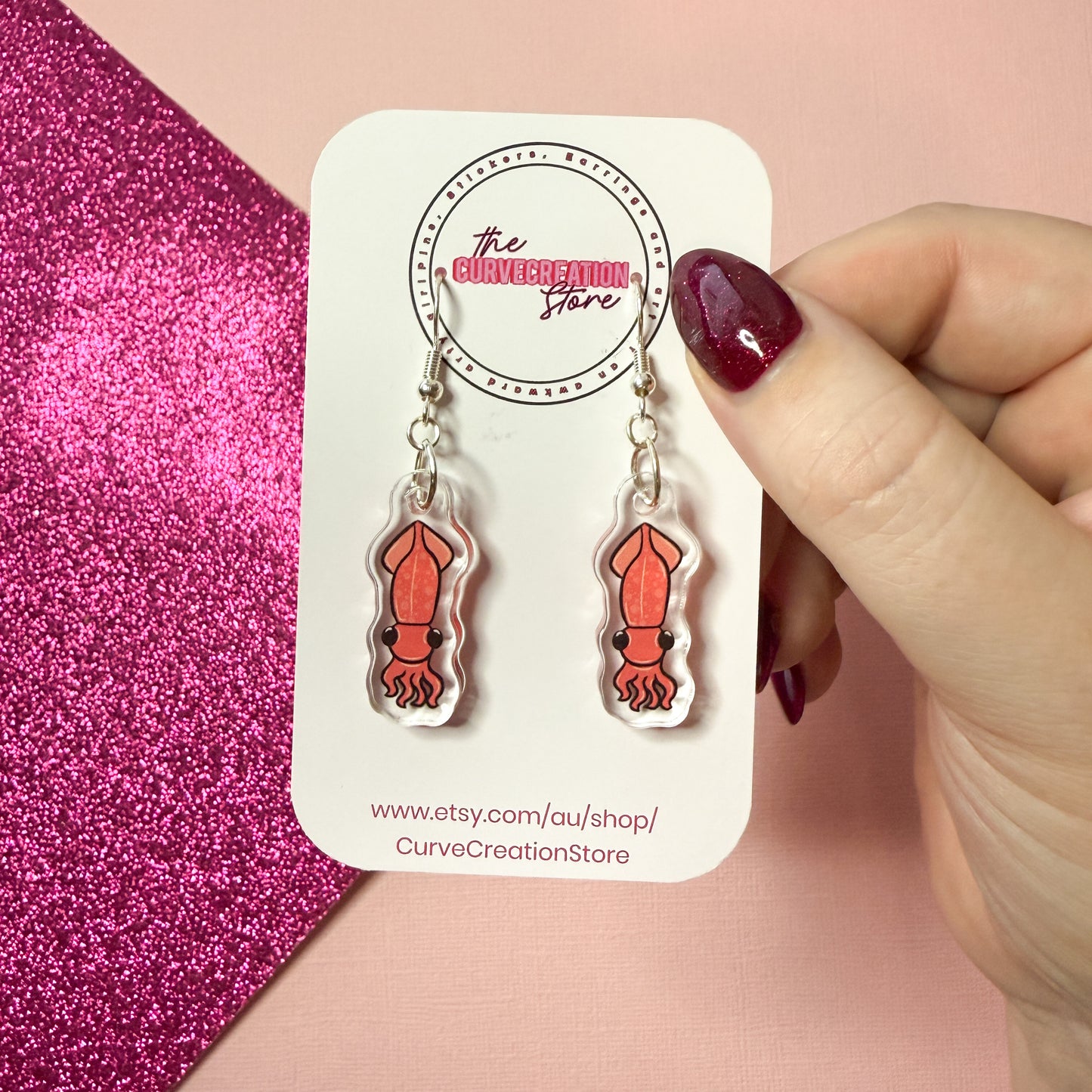 Squid Acrylic Charm Earrings