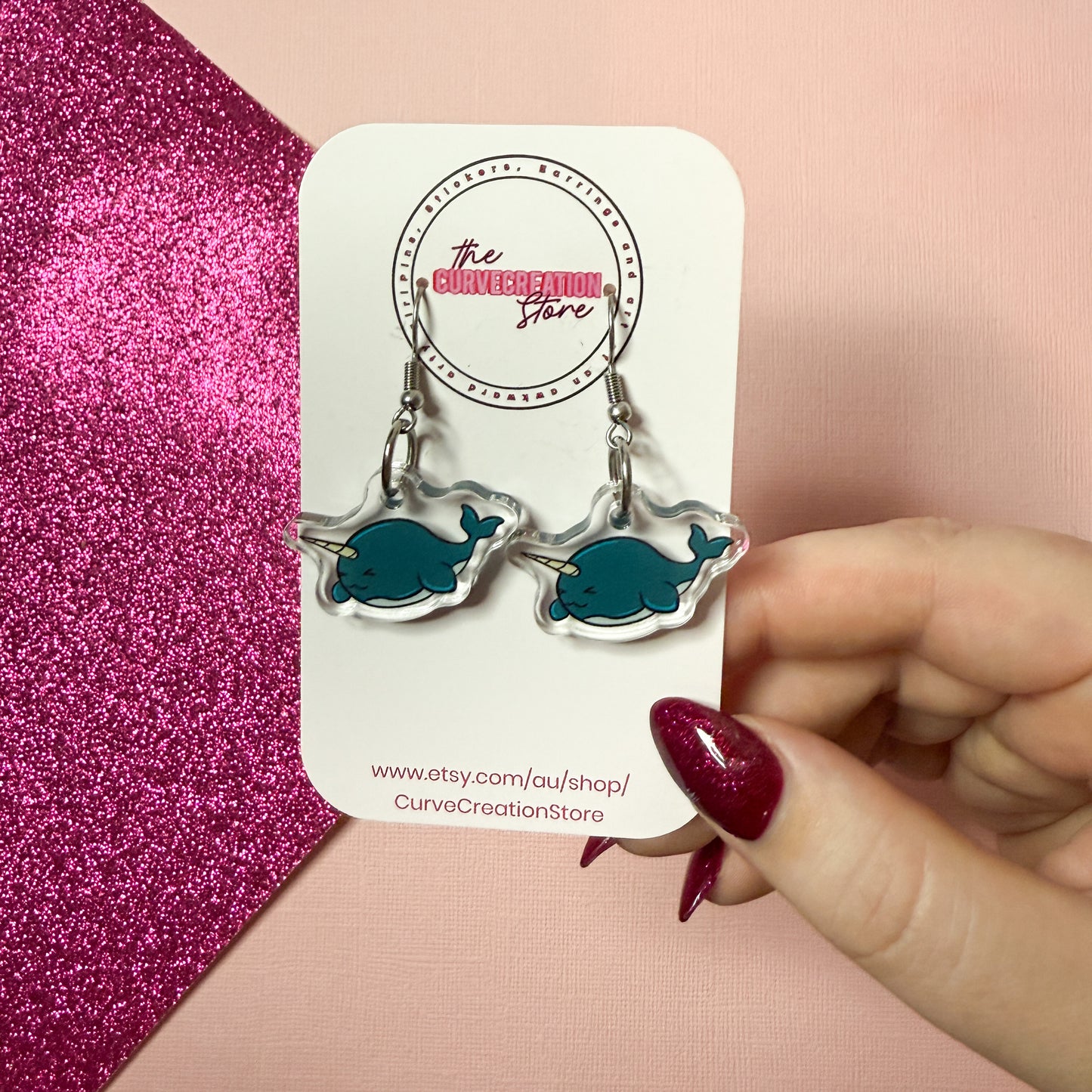 Narwhal Acrylic Charm Earrings