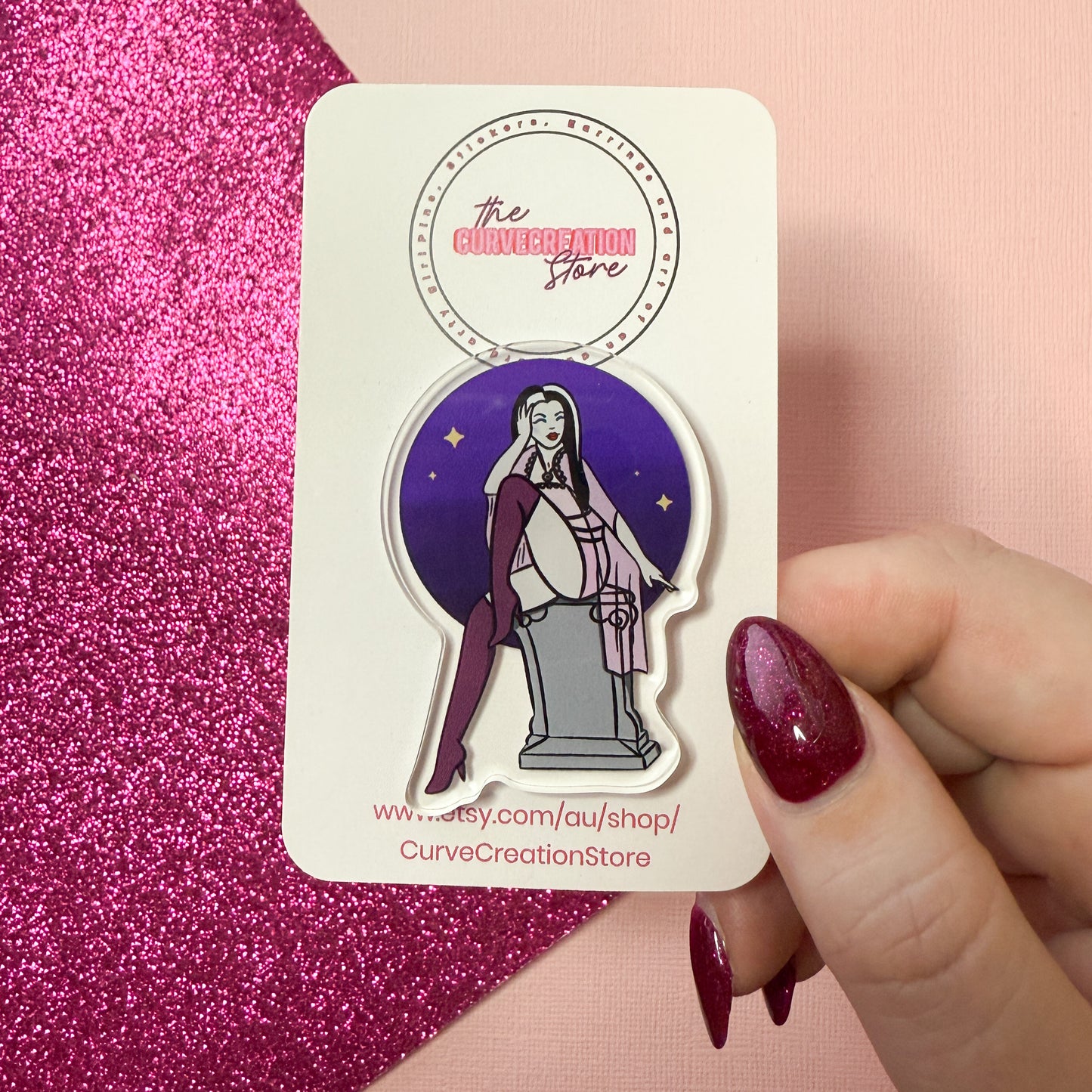 One of A Kind Pinup Lily Munster Acrylic Pin