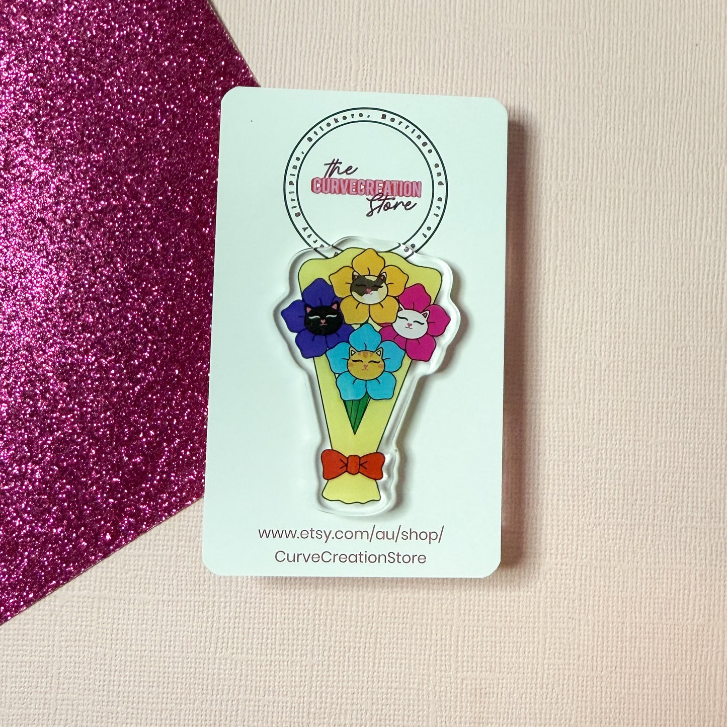 Bunch of Cat Bloom Feline Flowers Acrylic pin