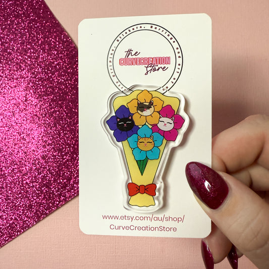 Bunch of Cat Bloom Feline Flowers Acrylic pin