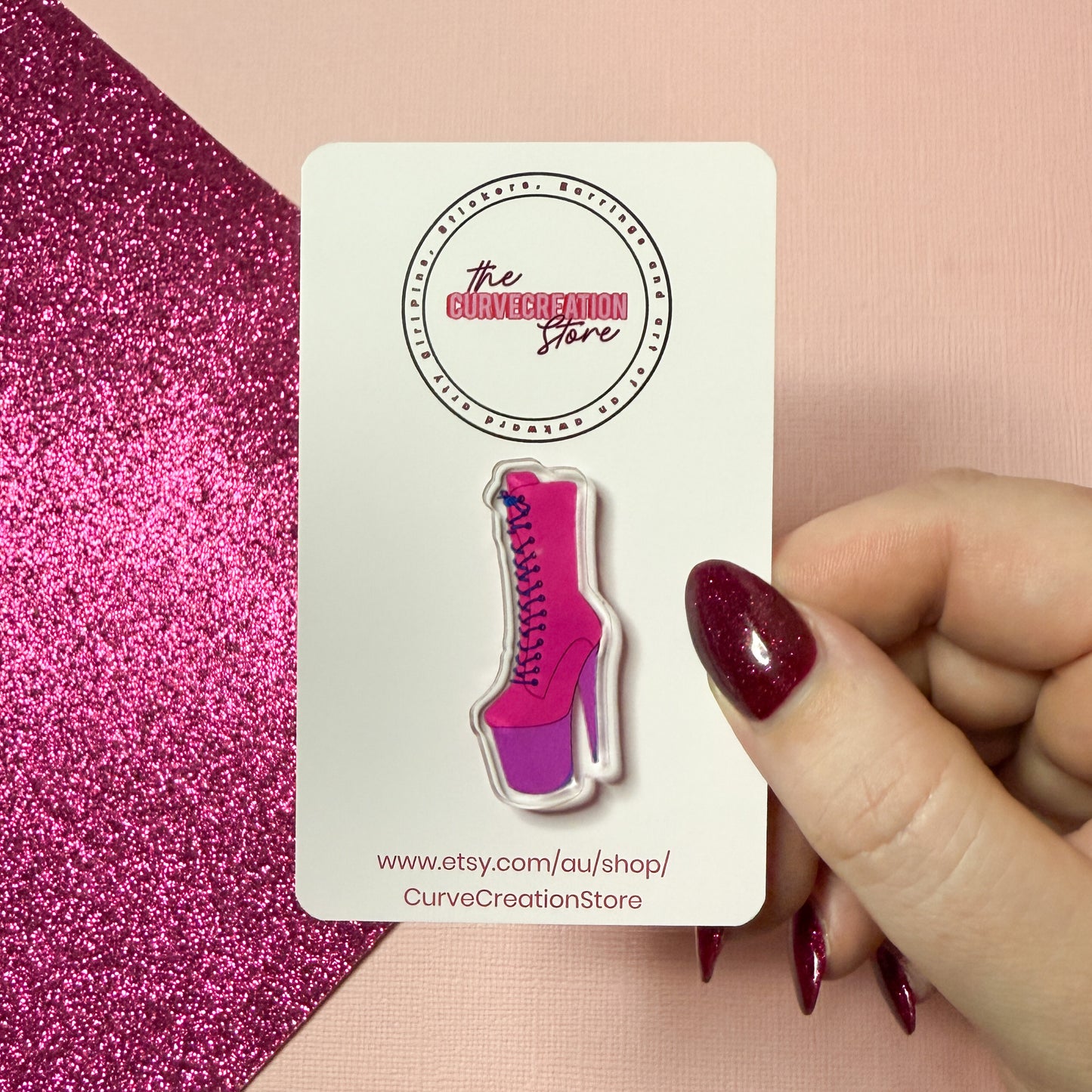 LBGTQ+ Pride Bisexual Pole Dancing boot Acrylic pin
