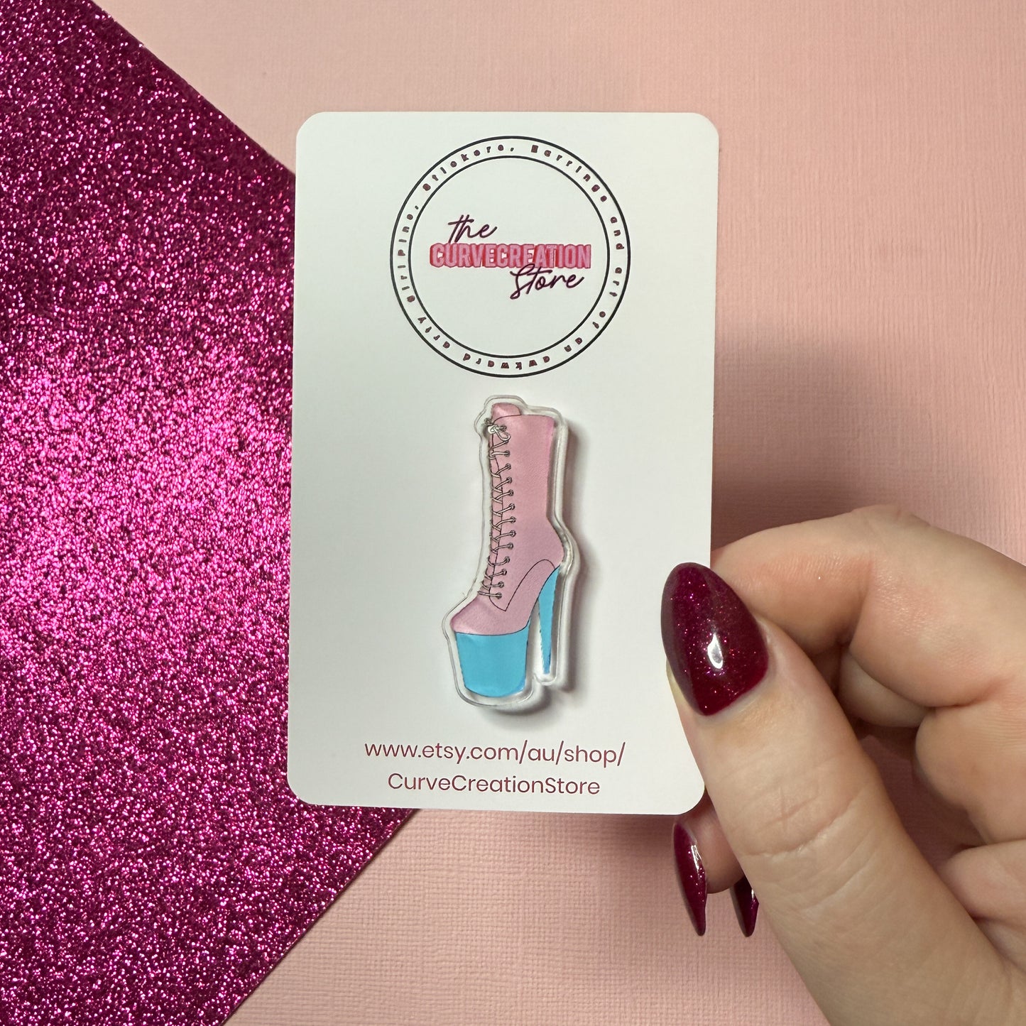 LGBTQ+ Transgender Pole Dancing boot Acrylic pin