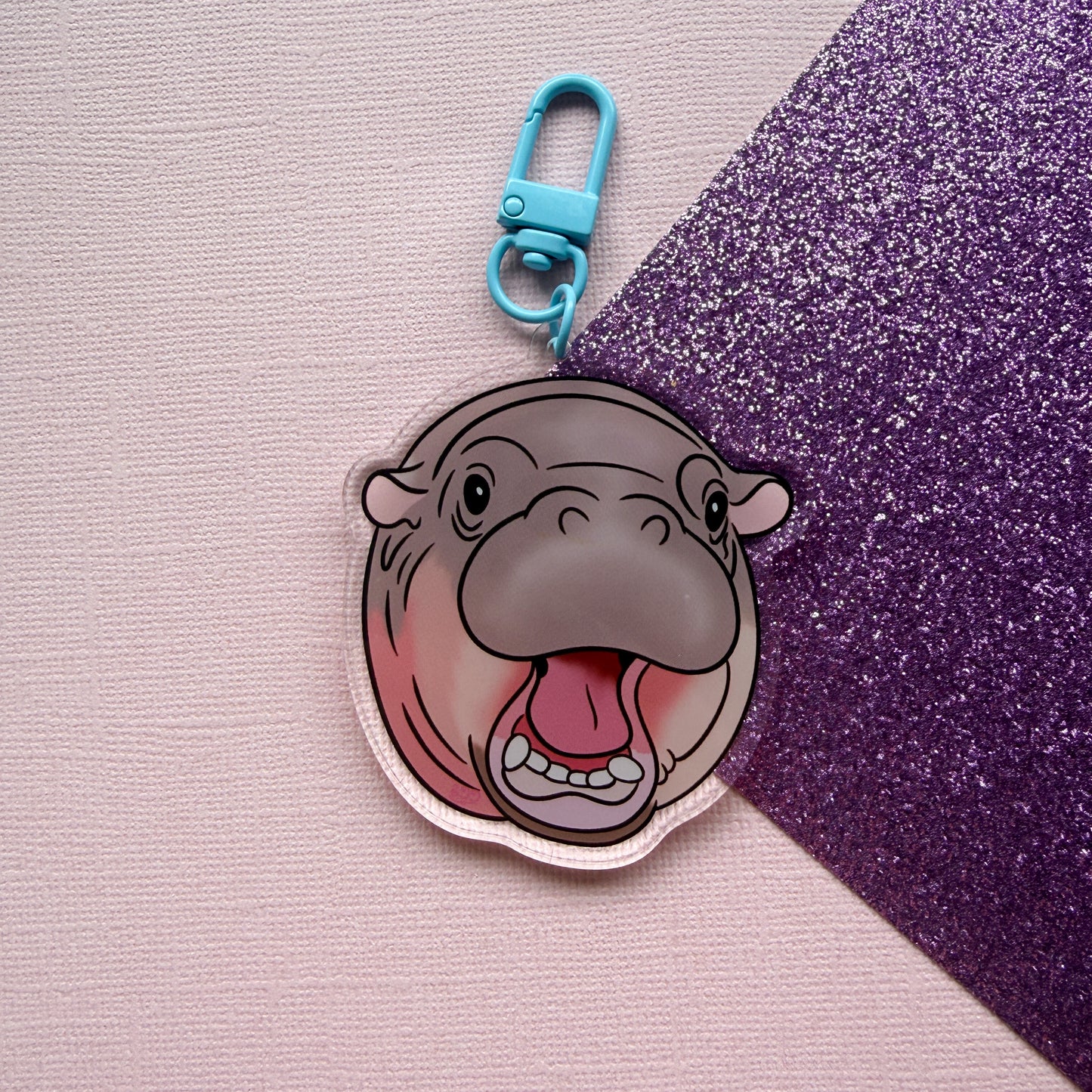 Mad Moo-Deng Baby Hippo Acrylic Keychain