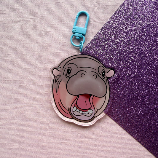 Mad Moo-Deng Baby Hippo Acrylic Keychain