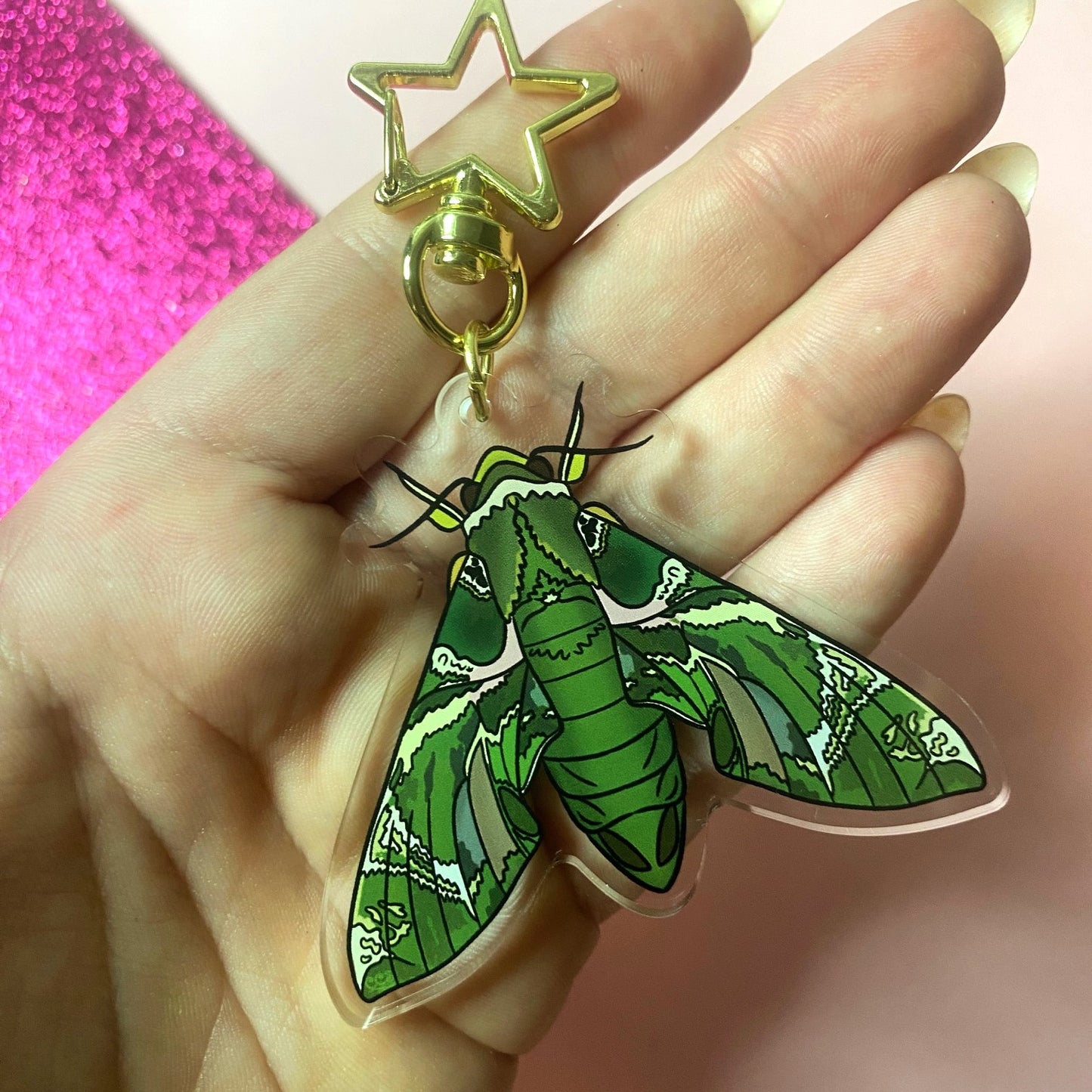 Oleander Hawk Moth Acrylic Keychain