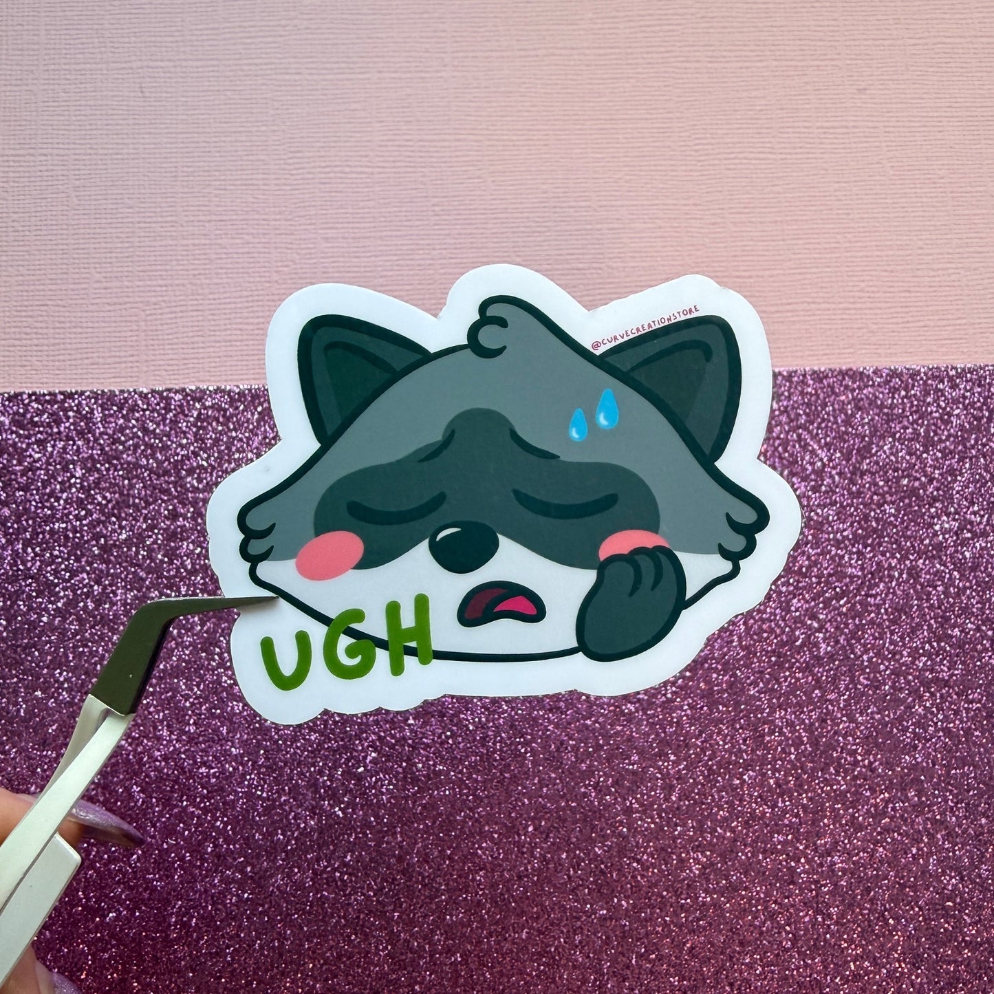 Ugh Neurodivergent Raccoon Sticker