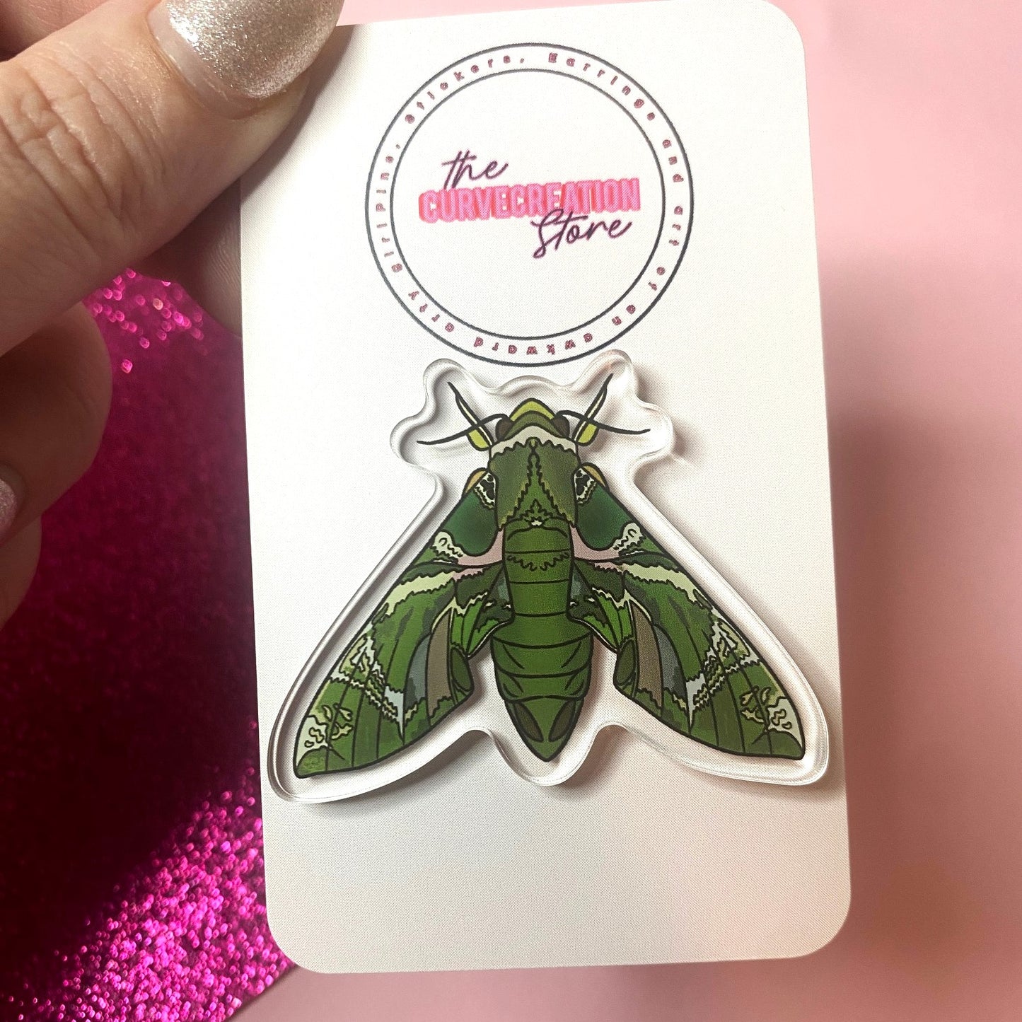 Oleander Hawk Moth Acrylic Pin