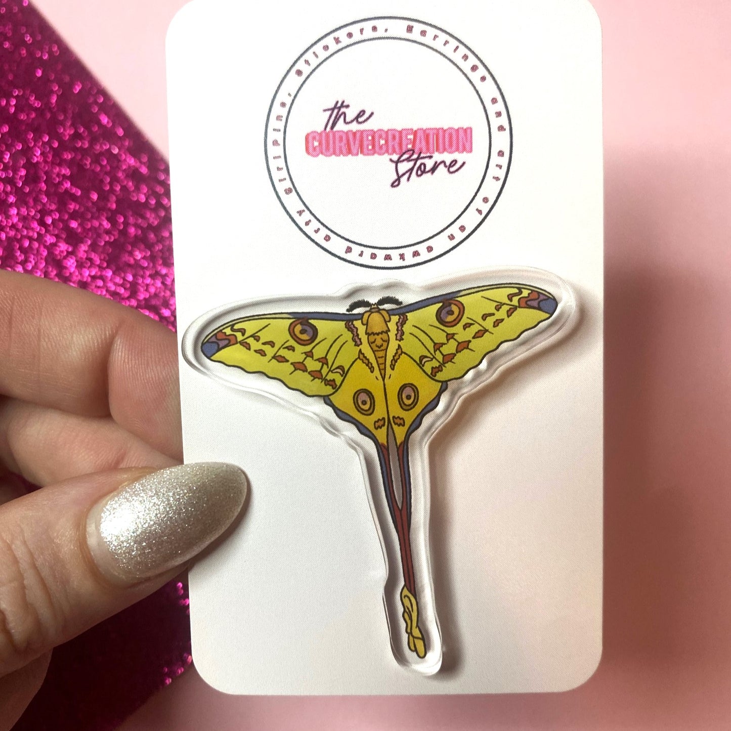 Comet Moth Acrylic Pin