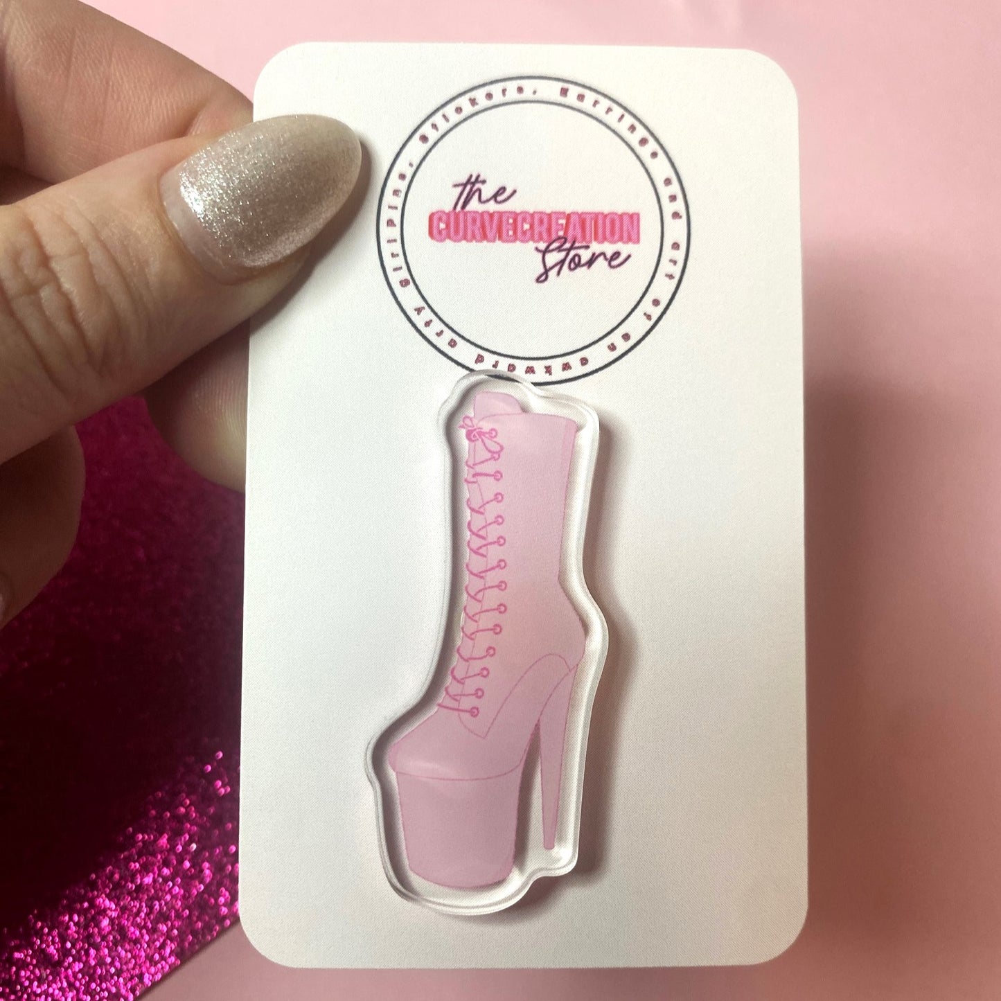 Baby Pink Pole Dancing boot pin