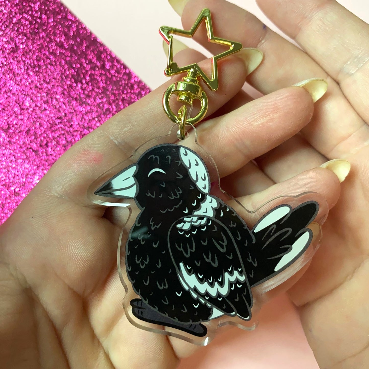 Magpie Chunky Round Australian Bird Acrylic Keychain