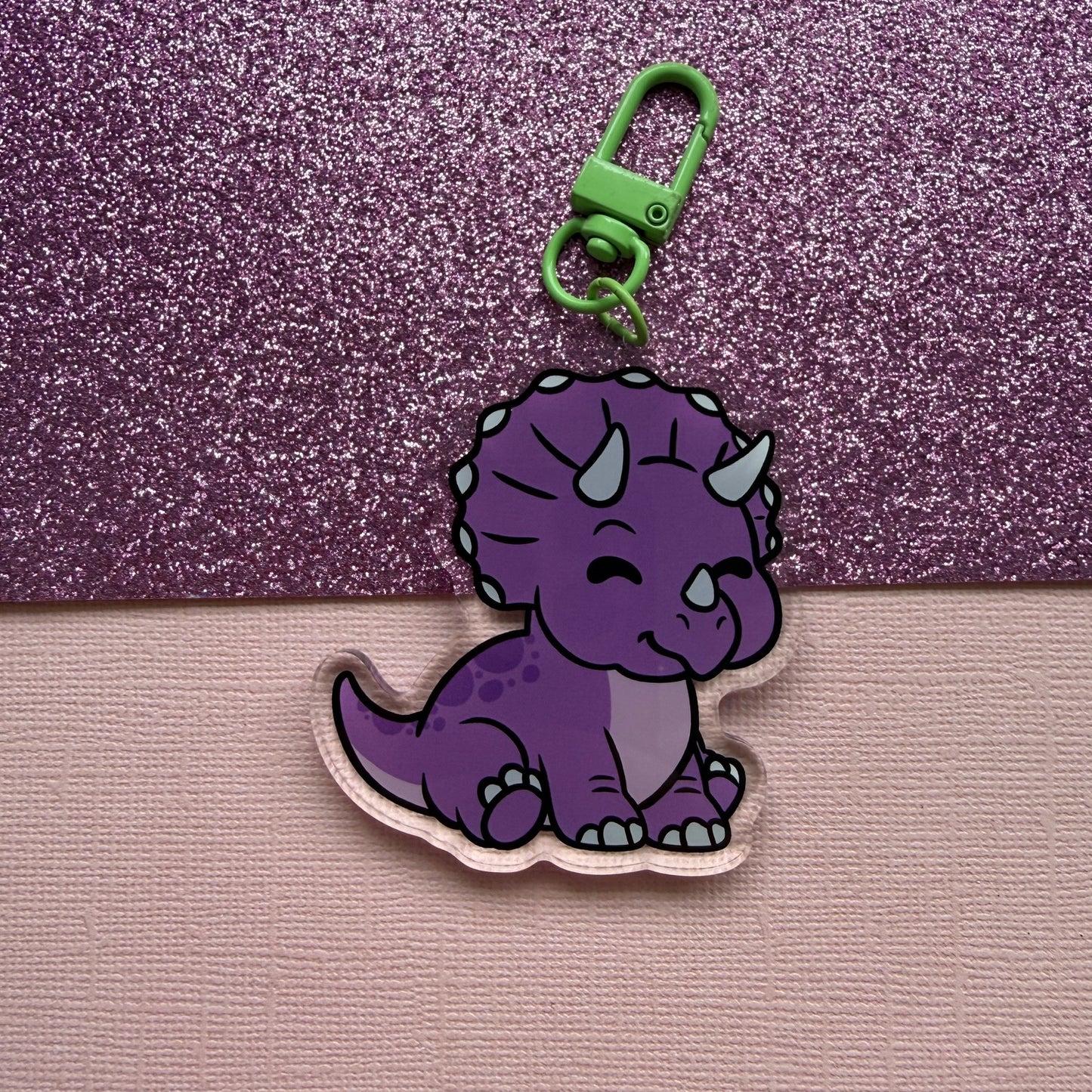 Cute Triceratops Acrylic Keychain