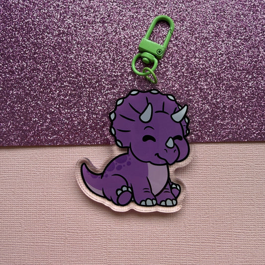 Cute Triceratops Acrylic Keychain