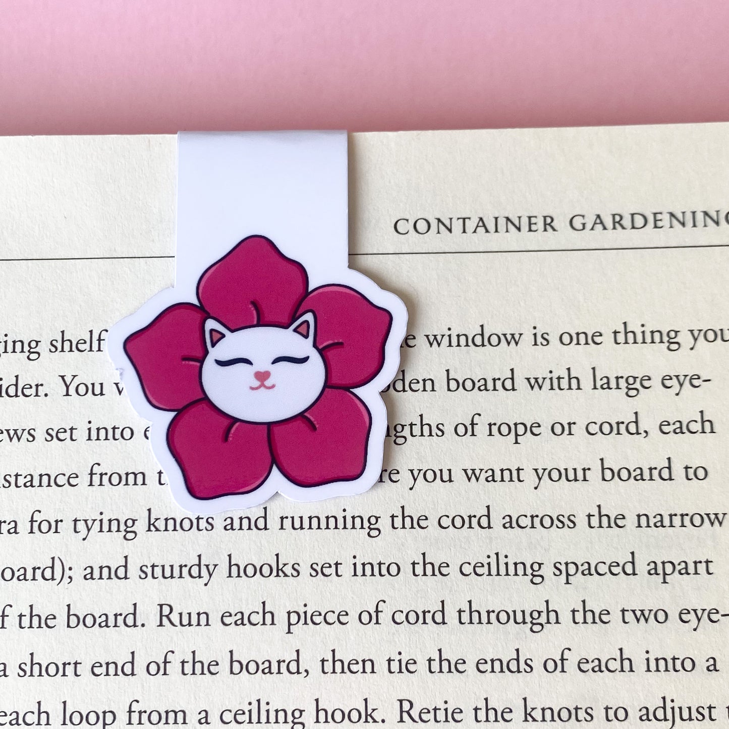 Whitney the White Cat Bloom magnetic bookmark