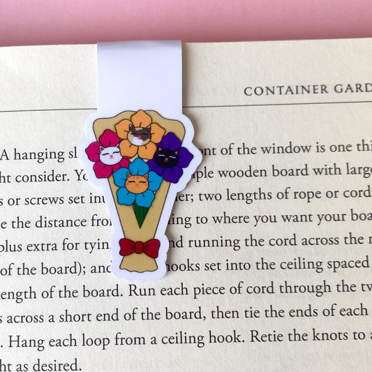 Cat Blooms Bunch magnetic bookmark