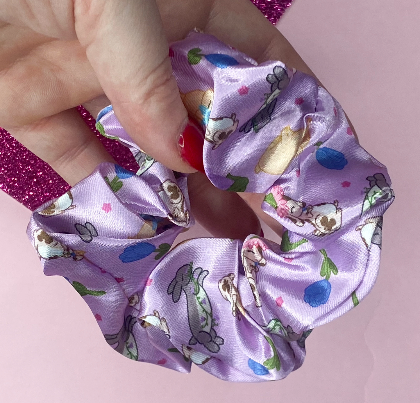 Garden Bunnies and Flowers Scrunchie