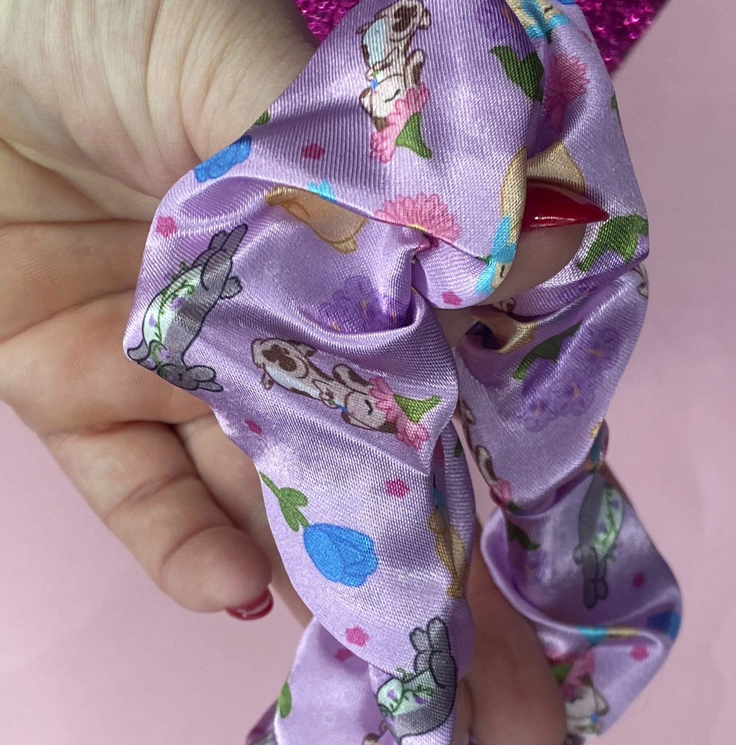 Garden Bunnies and Flowers Scrunchie