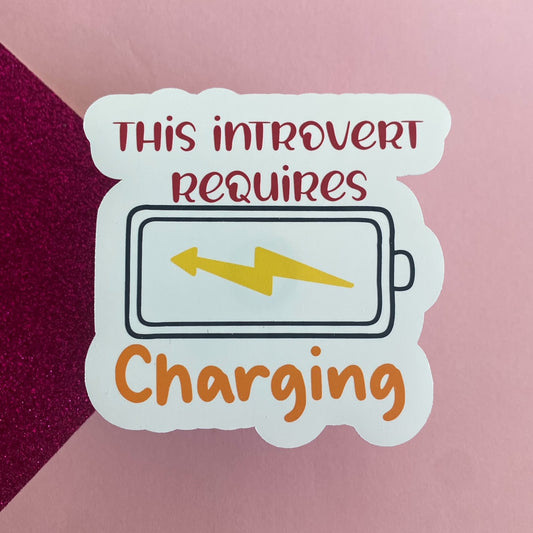 This Introvert Requires Charging Statement Sticker | Bullet Journal, Scrapbook Sticker, Planner Stickers, Positive Quotes