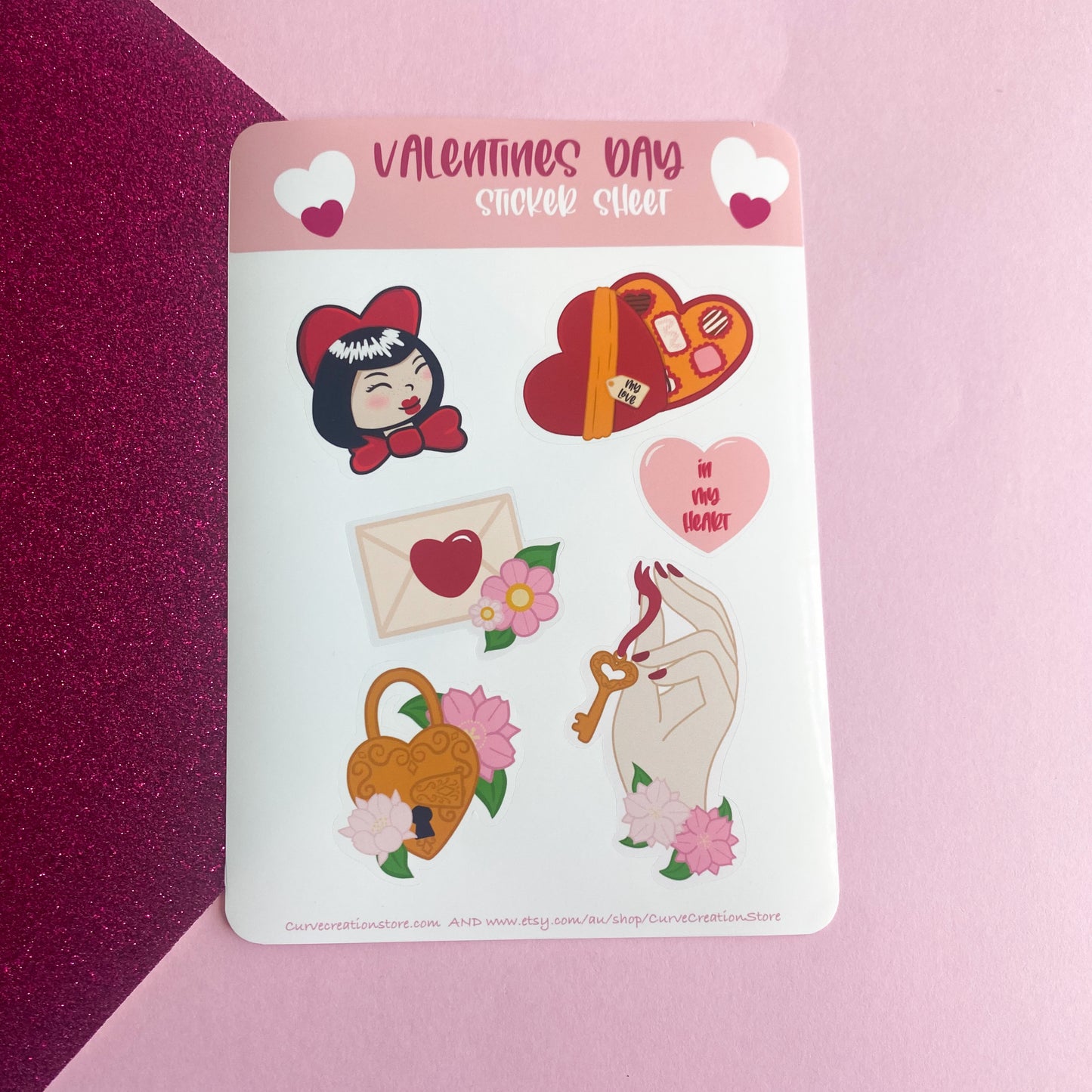 Valentines Day themed Sticker Sheet | Bullet Journal, Scrapbook Sticker, Planner Stickers