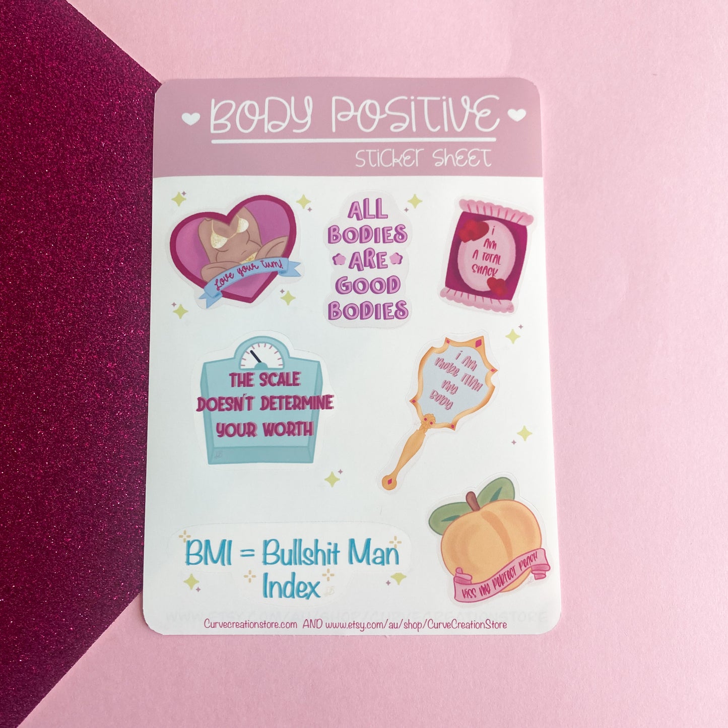 Body Positive Self Love Sticker Sheet | Bullet Journal, Scrapbook Sticker, Planner Stickers