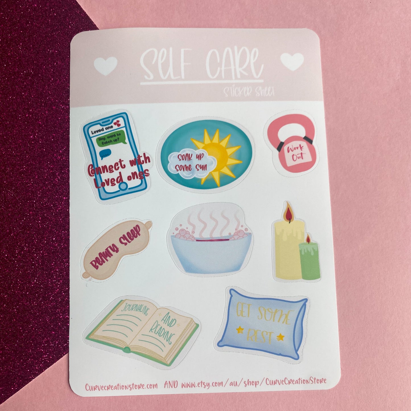 Self Care Sticker Gloss Sheet | Bullet Journal, Scrapbook Sticker, Planner Stickers