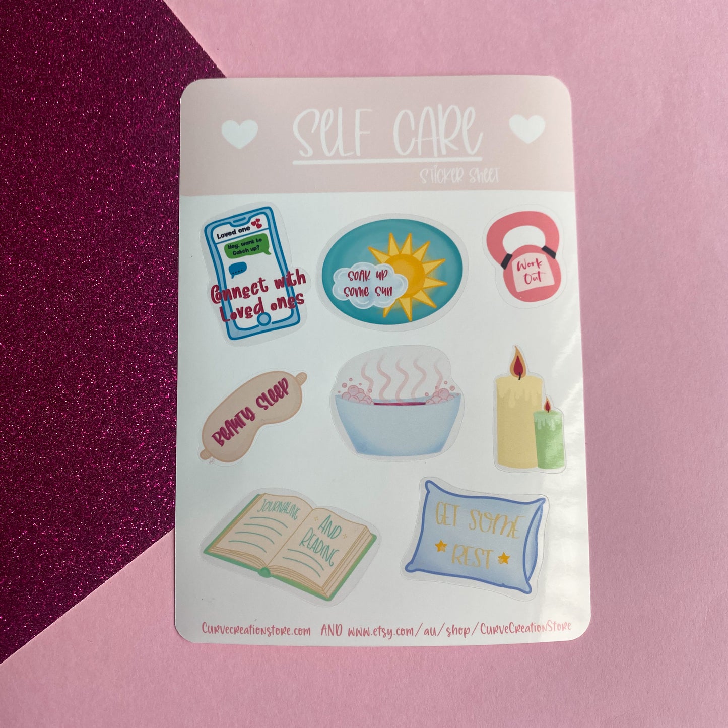 Self Care Sticker Gloss Sheet | Bullet Journal, Scrapbook Sticker, Planner Stickers