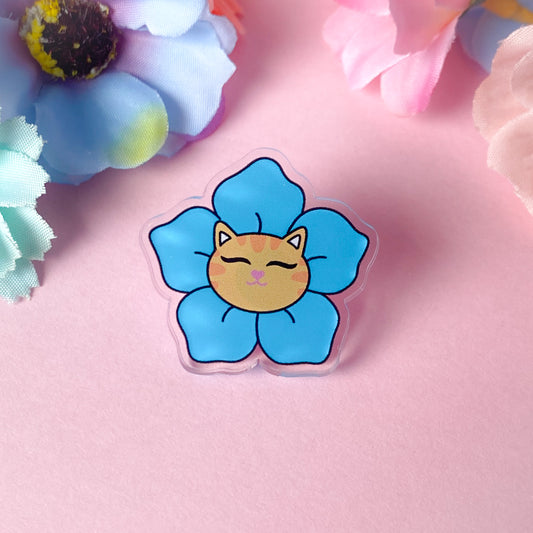 Toby the Ginger Cat Bloom Feline Flower Acrylic pin