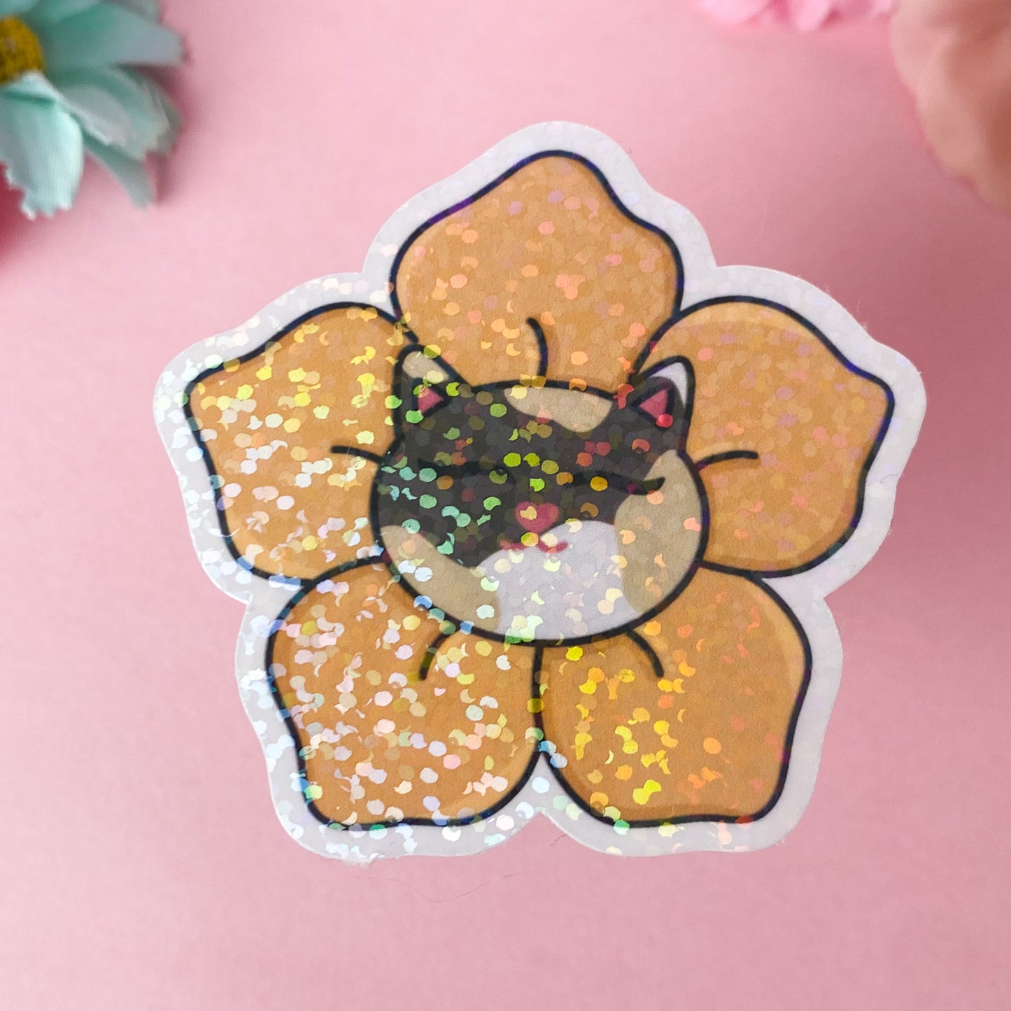 Cassie the Calico Cat Blooms Sticker | Bullet Journal, Scrapbook Sticker, Planner Stickers, Positive Quotes