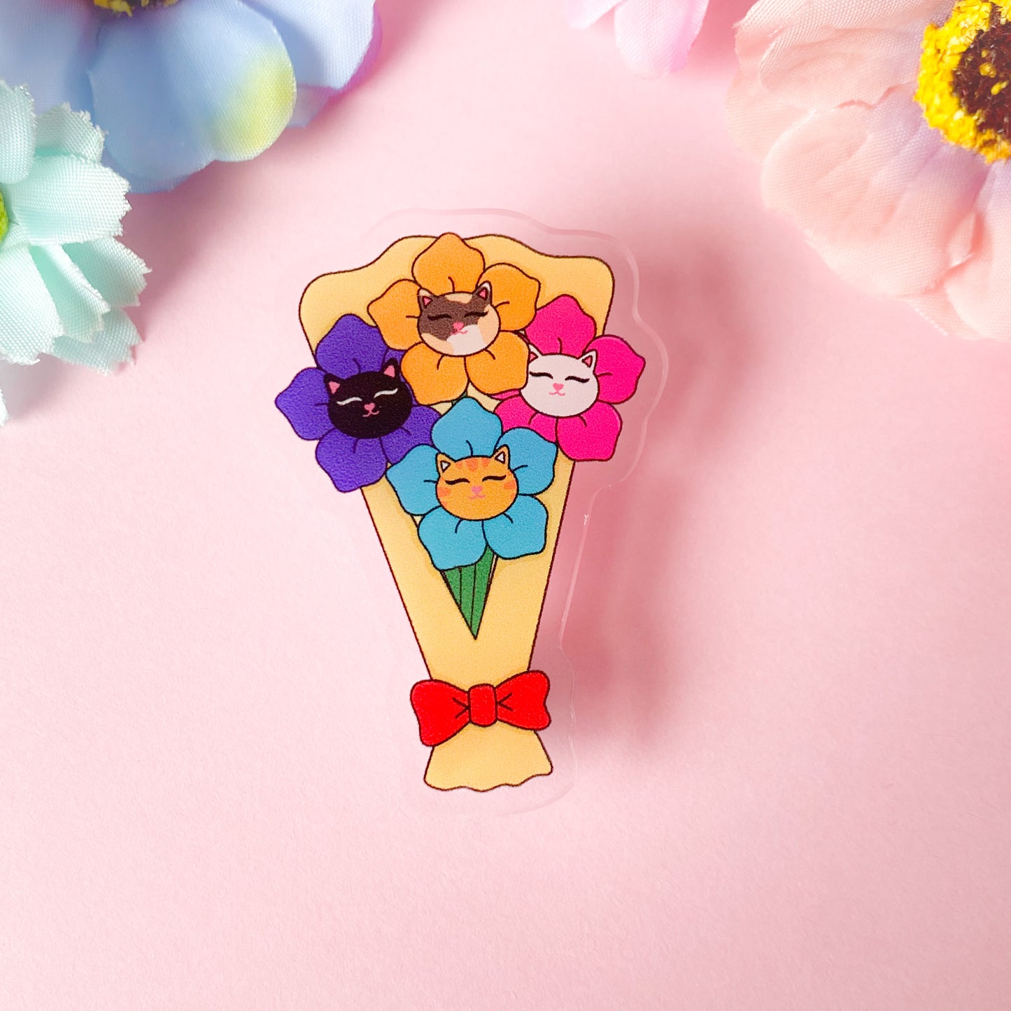 Bunch of Cat Bloom Feline Flowers Acrylic pin