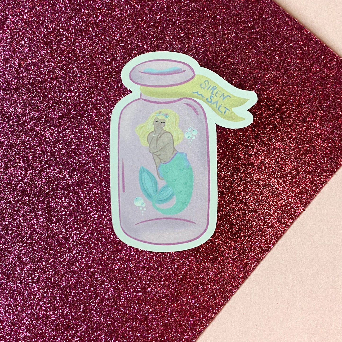 Sirens Salt Mermaid in a bottle sticker | Bullet Journal, Scrapbook Sticker, Planner Stickers