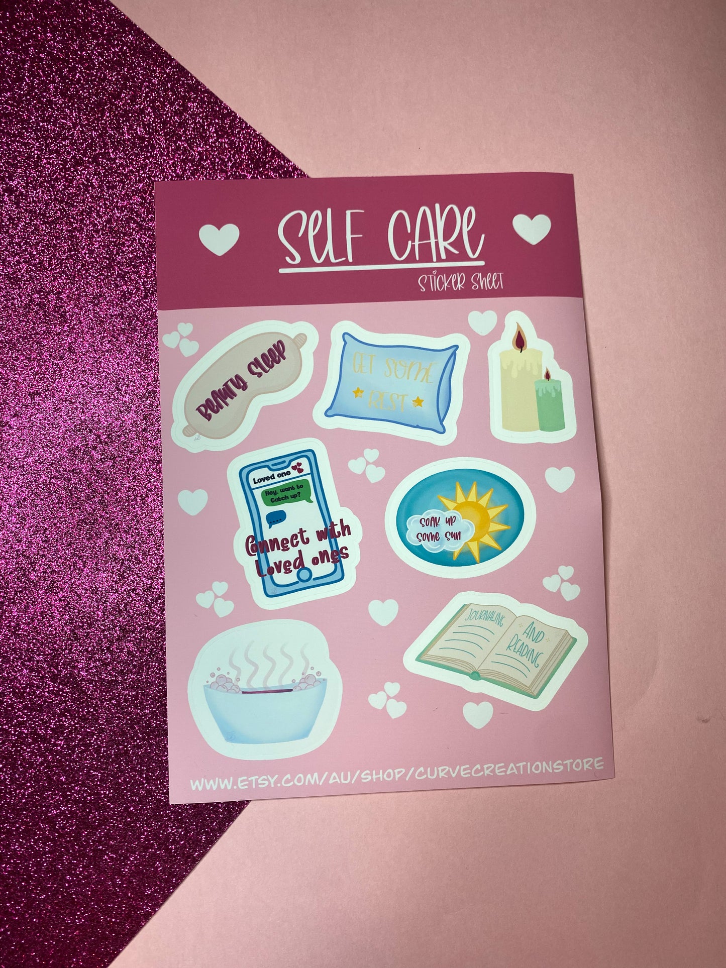 Self Care Cute Sticker Sheet | Bullet Journal, Scrapbook Sticker, Planner Stickers