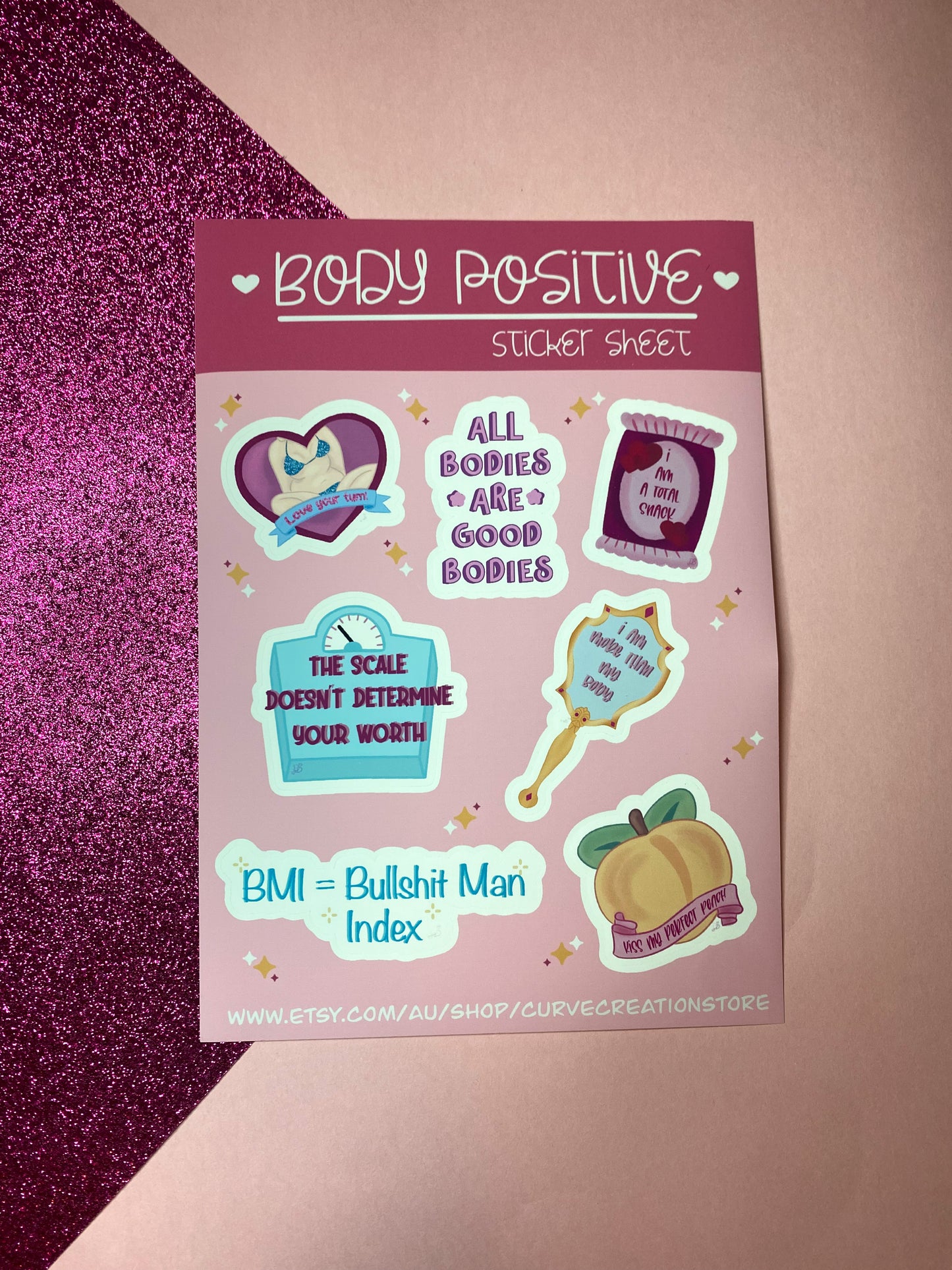 Body Positive Self Love Sticker Sheet | Bullet Journal, Scrapbook Sticker, Planner Stickers (colourway retiring)