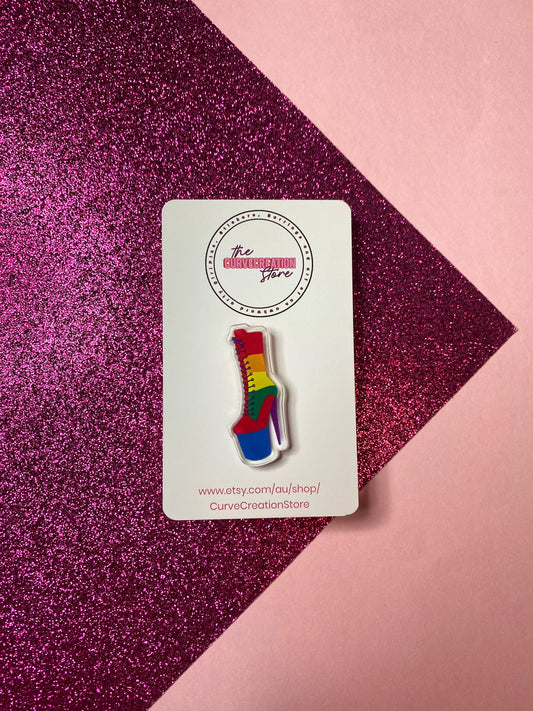 LGBTQ+  Pride Pole Dancing boot Acrylic pin