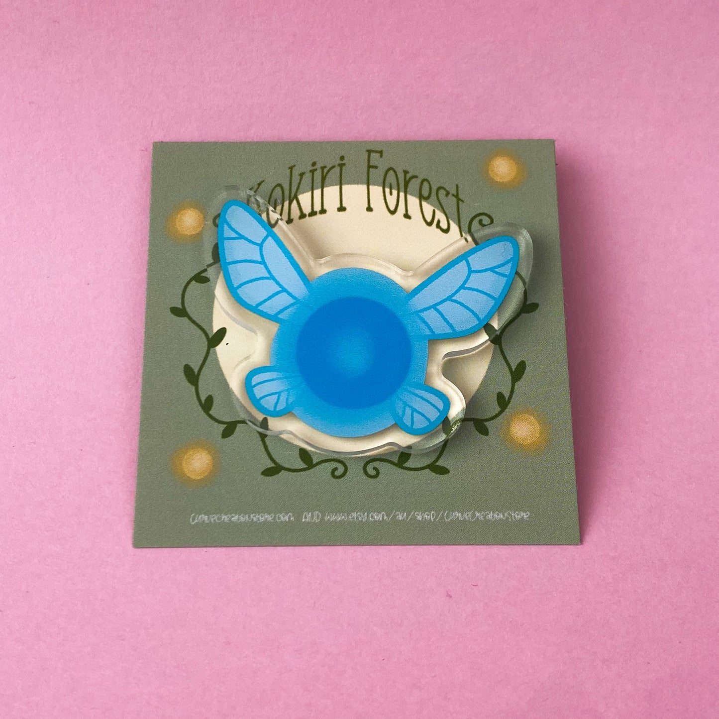 Blue Forest Fairy Companion Acrylic pin