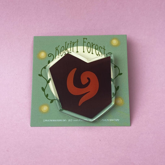 Wooden Forest Shield Acrylic pin