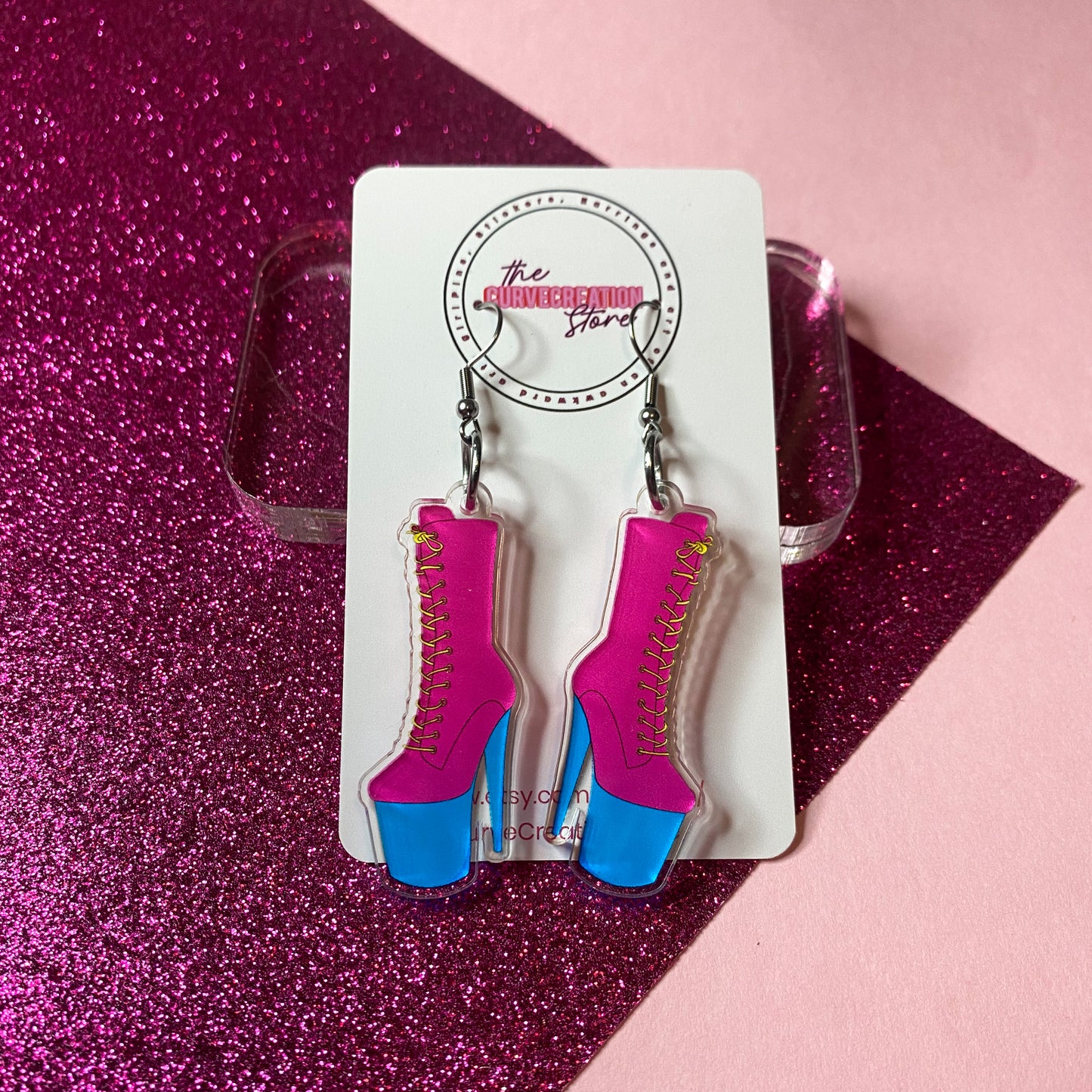 LGBTQ Pansexual Pride Pole Dancing Boot Acrylic Charm Earrings