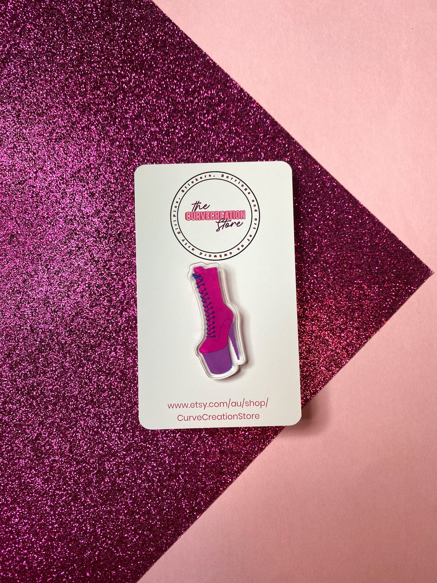 LBGTQ+ Pride Bisexual Pole Dancing boot Acrylic pin