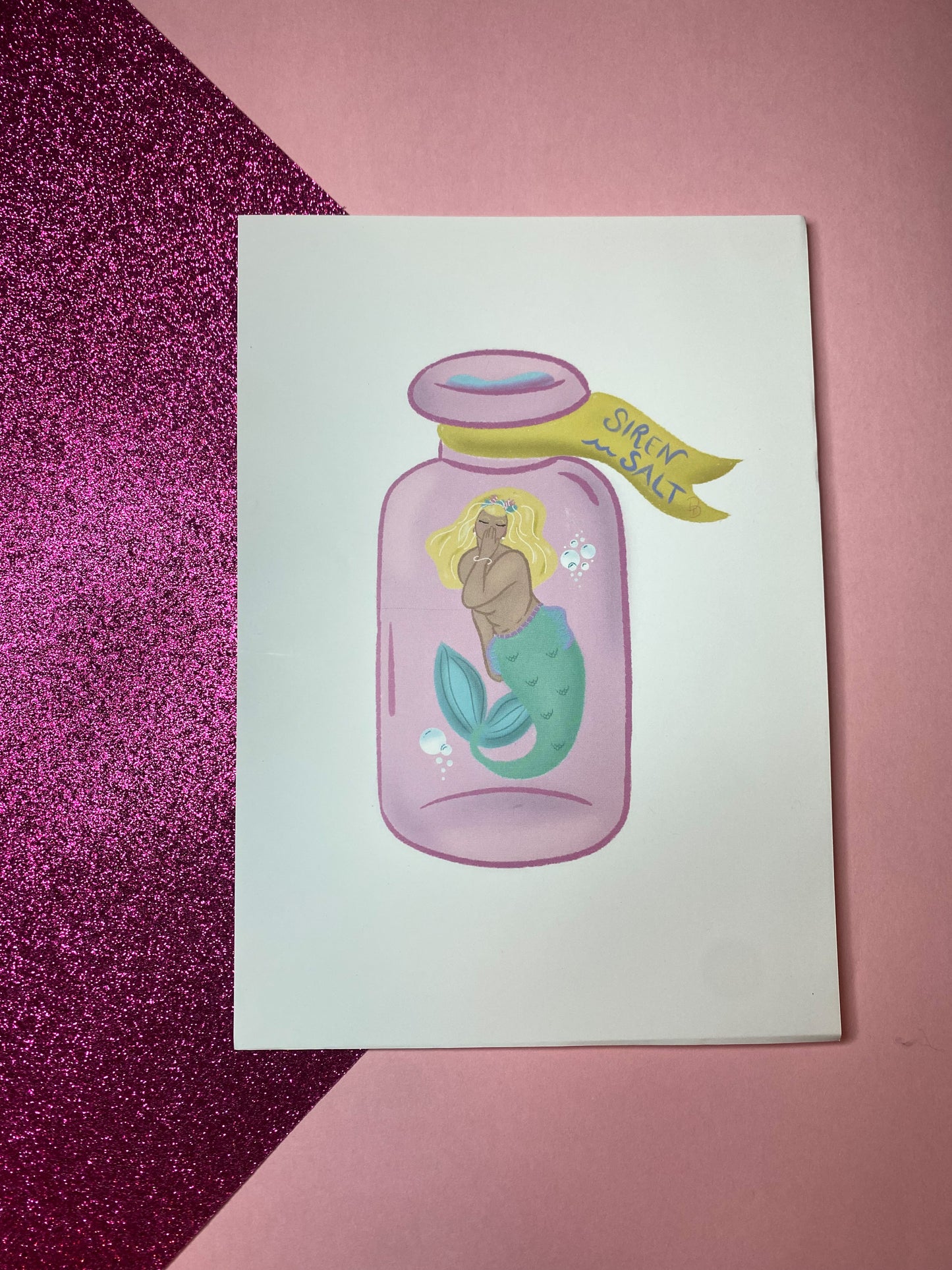 Mermaid in a Bottle 'Siren Salt' Art Print A5