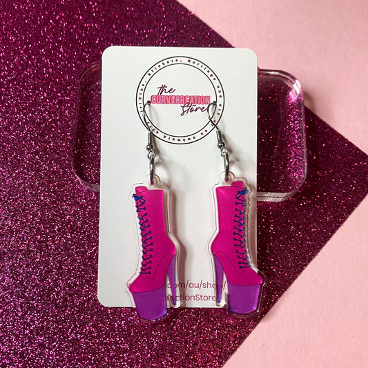 LGBTQ Bisexual Pride Pole Dancing Boot Acrylic Charm Earrings